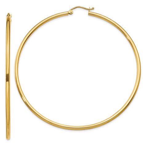 K Yellow Gold Mm Tube Hoop Earrings Mm X Mm Walmart