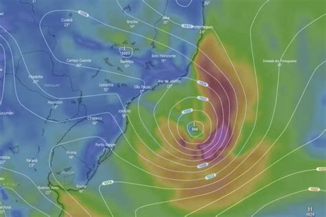 Ciclone poderá se formar na costa sudeste do Brasil nesta quinta