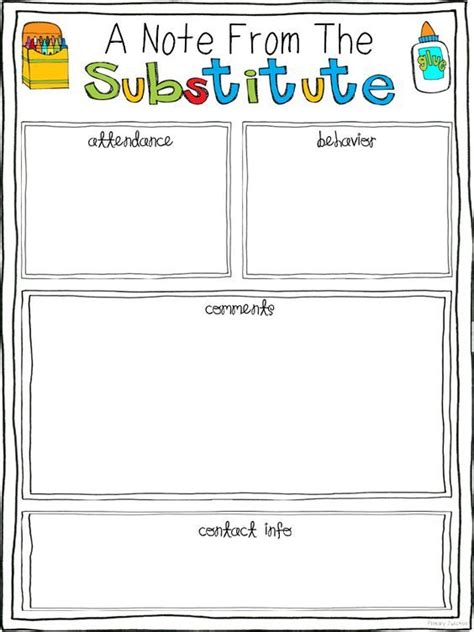 Free Substitute Teacher Report Template Substitute Teacher Feedback