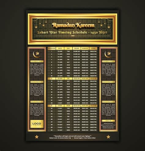 Guide Du Temps De Jeûne Et De Prière Du Ramadan Kareem Modèle De