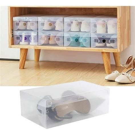 Lot de 20 boîtes à chaussures transparentes pliables en plastique avec