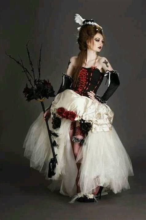 Steampunk Red And Black And Tulle Mix Goth Wedding Dresses Wedding