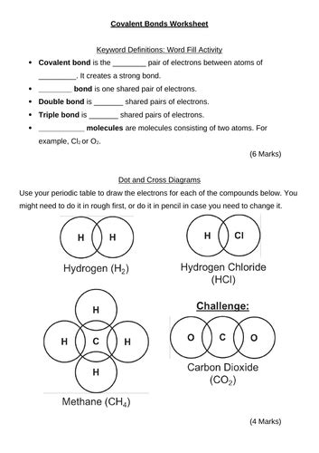 Ks4 Gcse 9 1 Science Chemistry Covalent Bonds Bonding Worksheet Teaching Resources