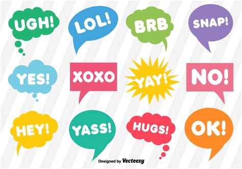 Vector Dialogue Bubbles With Short Expressions Vector Art At