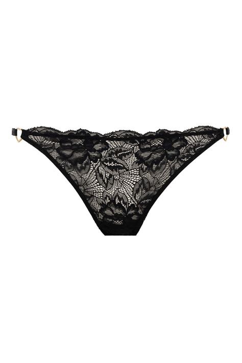 Black WOMEN Fall In Love Stone Accessory Detail Lace Brazilian Panties