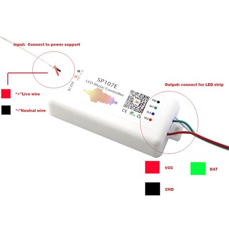 New Dc V Sp E Rgb Music Bluetooth Led Controller For Ws Sk