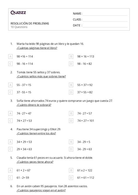 50 Problemas De Dinero Hojas De Trabajo En Quizizz Gratis E Imprimible