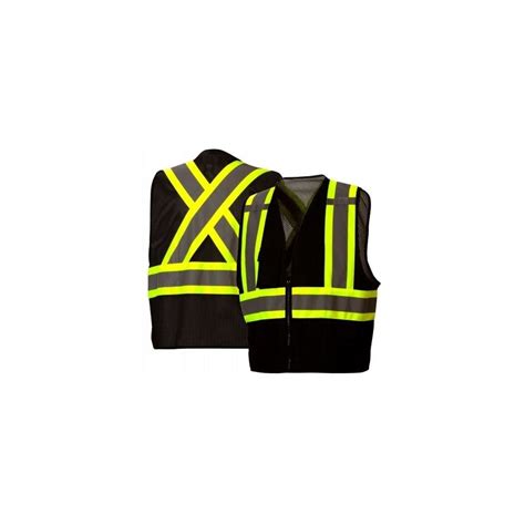 Pyramex RCZ2411 Type O Class 1 Hi Vis Black Vest With Contrasting