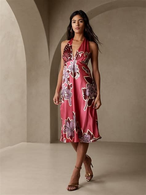 Celestial Silk Halter Dress Banana Republic