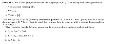 Solved Let G Be A Group And Consider Two Subgroups N K G Chegg