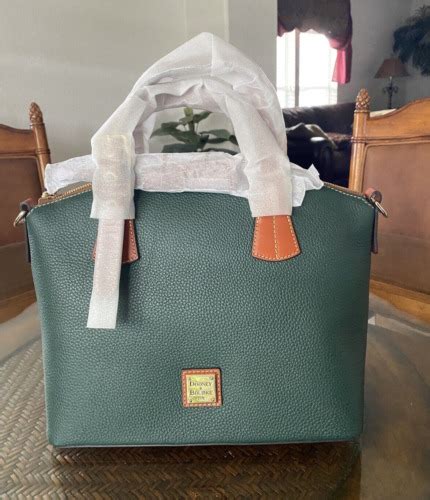 Dooney And Bourke Forest Green Pebble Grain Leather Trina Satchel Bag