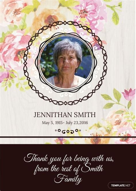 Free Floral Funeral Thank You Card Template Illustrator Word Apple Pages Psd Publisher