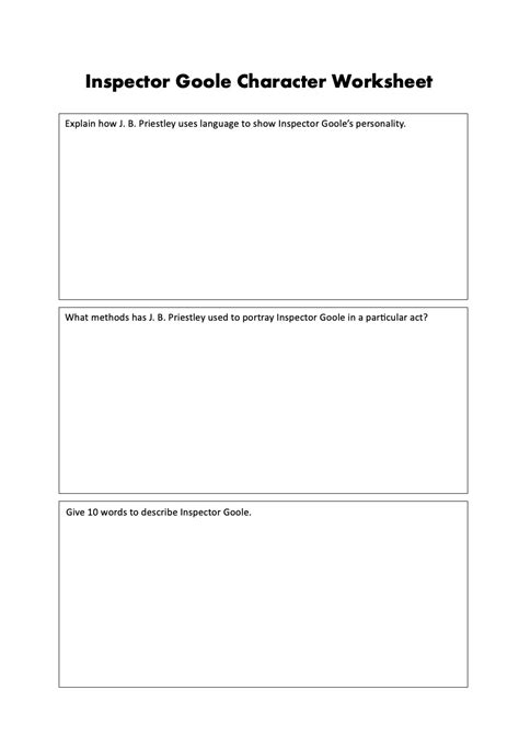 An Inspector Calls Character Worksheets Teaching Resources