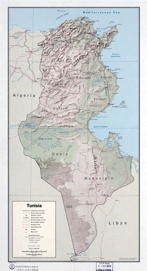 Large Detailed Political Map Of Tunisia With Roads Railroads Major