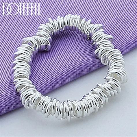 DOTEFFIL 925 Sterling Silver Multi Turn Circle Round Bracelet For Women