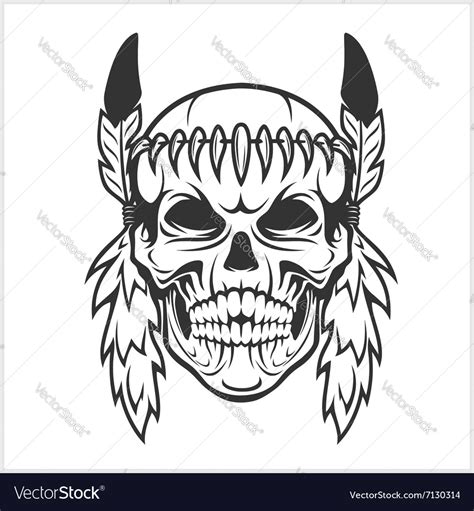 American Indian Chief Skull Royalty Free Vector Image