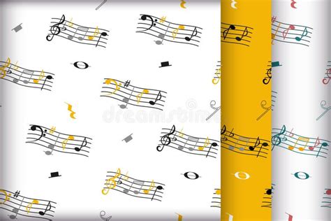 Seamless Musical Pattern Notes Endless Background Stock Vector