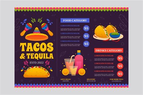 Plantilla De Menú De Taquería Degradado Vector Gratis