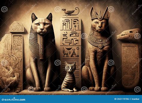 Gatos Hieroghlyphs De Egipto Ilustración Cinematográfica Ai Generativo