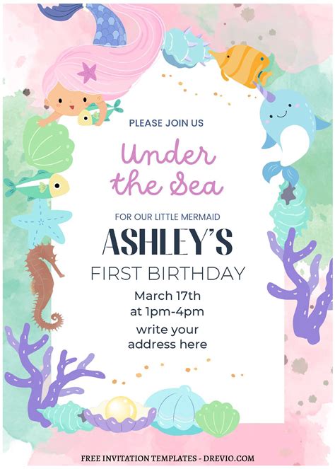 (Free Editable PDF) Splish Splash Mermaid Birthday Bash Invitation ...