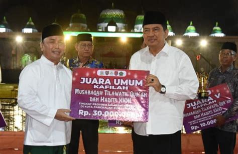 Kobar Juara Umum Gubernur Sugianto Sabran Tutup Mtqh Xxxi Kalteng 2023 Id