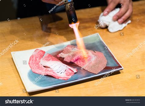 Chef Sushi Using Torch Stock Photo 481457875 Shutterstock