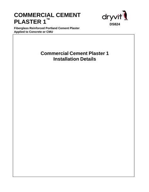 PDF COMMERCIAL CEMENT PLASTER 1 DS824 Dryvit Commercial Cement