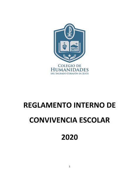 PDF REGLAMENTO INTERNO DE CONVIVENCIA ESCOLAR 2020 Del Colegio Y