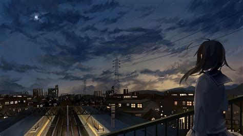 Night City Anime Scenery Background - Artstation Night Riverside ...