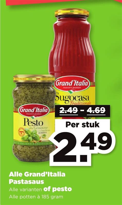 Alle Grand Italia Pastasaus Of Pesto G Aanbieding Bij Plus