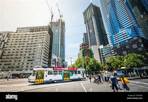 4 January 2019, Melbourne Vic Australia : Wide angle street view of ...