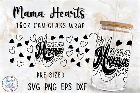 Mama Hearts Oz Libbey Glass Can Wrap Graphic By