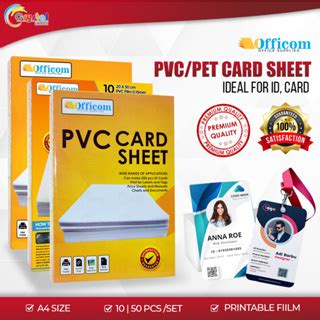 Officom PVC Card Sheet 50 10pcs ID Card Sheet Hard Plastic ID