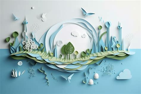 Paper Art Ecology And World Water Day Saving Water And World