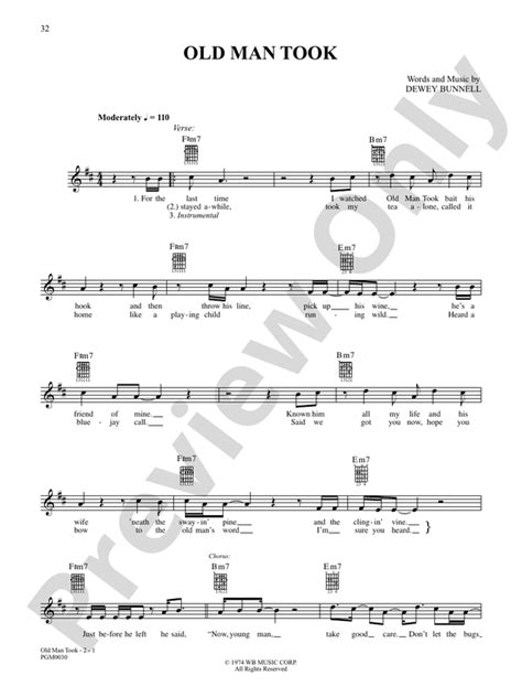 Old Man Took Guitar America Digital Sheet Music Download