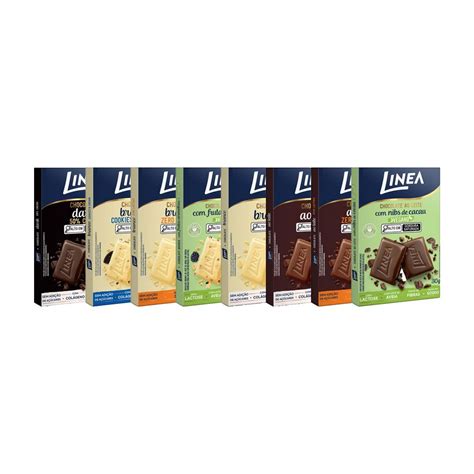 Kit 8 Chocolates Individuais Linea Sabor Ao Leite Ao Leite Zero