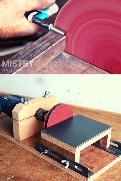 Homemade Drill Powered Disc Sander Mistry MakeTool Woodworking Hand