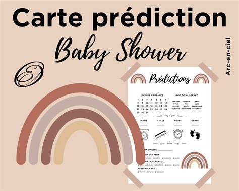 Carte prédiction Baby Shower et Gender Reveal bébé arc en ciel carte