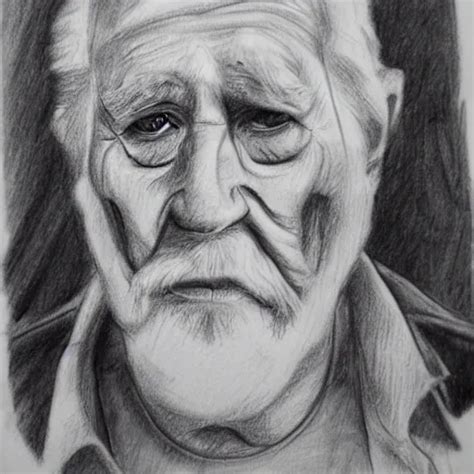 Old Man A White Bread Ice Blues Eyes Pencil Sketch Arthub Ai