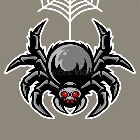 Aranha Da Mascote Que Pendura Na Web De Aranha Ilustração do Vetor