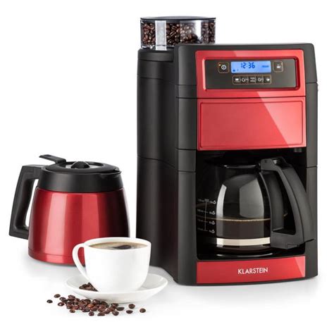 Klarstein Aromatica II Duo Coffee Machine, Built-in Grinder, 1.25 l Red