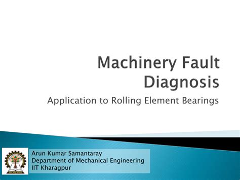 PDF Machinery Fault Diagnosis Application To Rolling Element