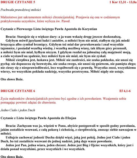 Uwagi do wyboru czytań na Mszę ślubną PDF Darmowe pobieranie