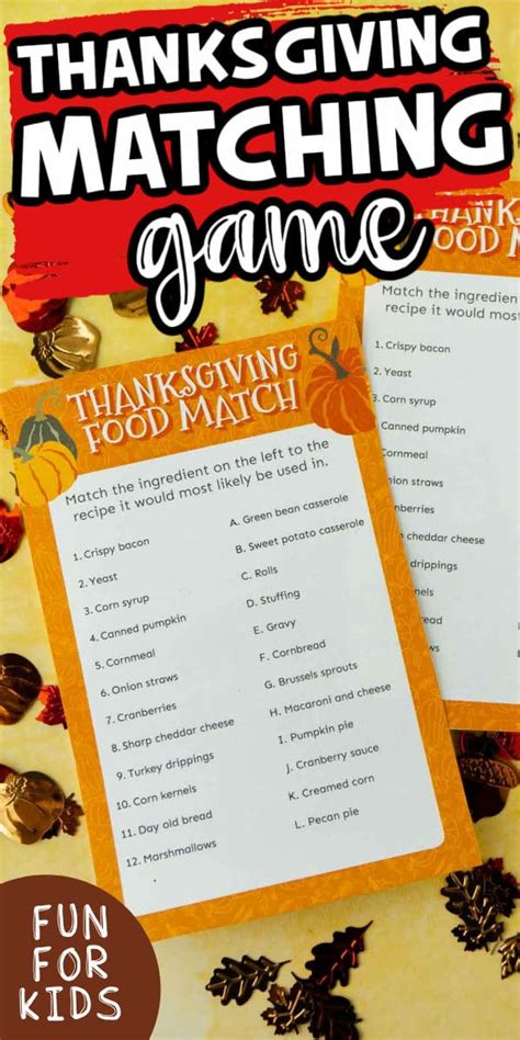 Free Printable Thanksgiving Matching Game Play Party Plan