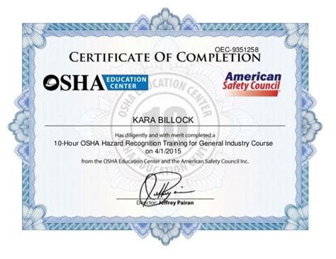 Osha Certificate