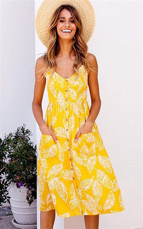 Halife Summer Floral Sundress Button Down Midi Dress Amazon Prime Day