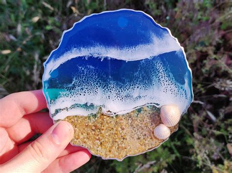 Ocean Waves Coasters From Food Safe Epoxy Resin Beach Themed Etsy