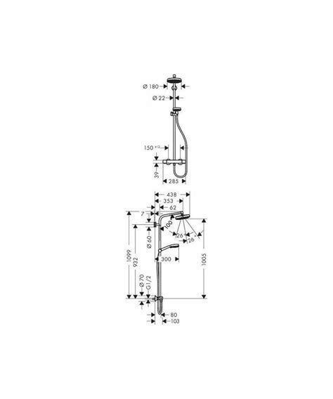 Coloana De Dus Cu Baterie Termostatata Hansgrohe Crometta Cu