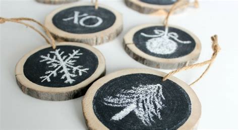 Log Slice Chalkboard Ornaments 100 Days Of Homemade Holiday