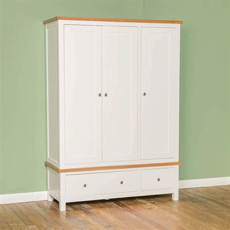 Farrow Triple Wardrobe Oak Top Cream Grey White Triple Wardrobe